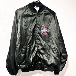 Vintage 80s Hot August Nights Black Satin Jacket Mens Large Reno Nevada Show Car
